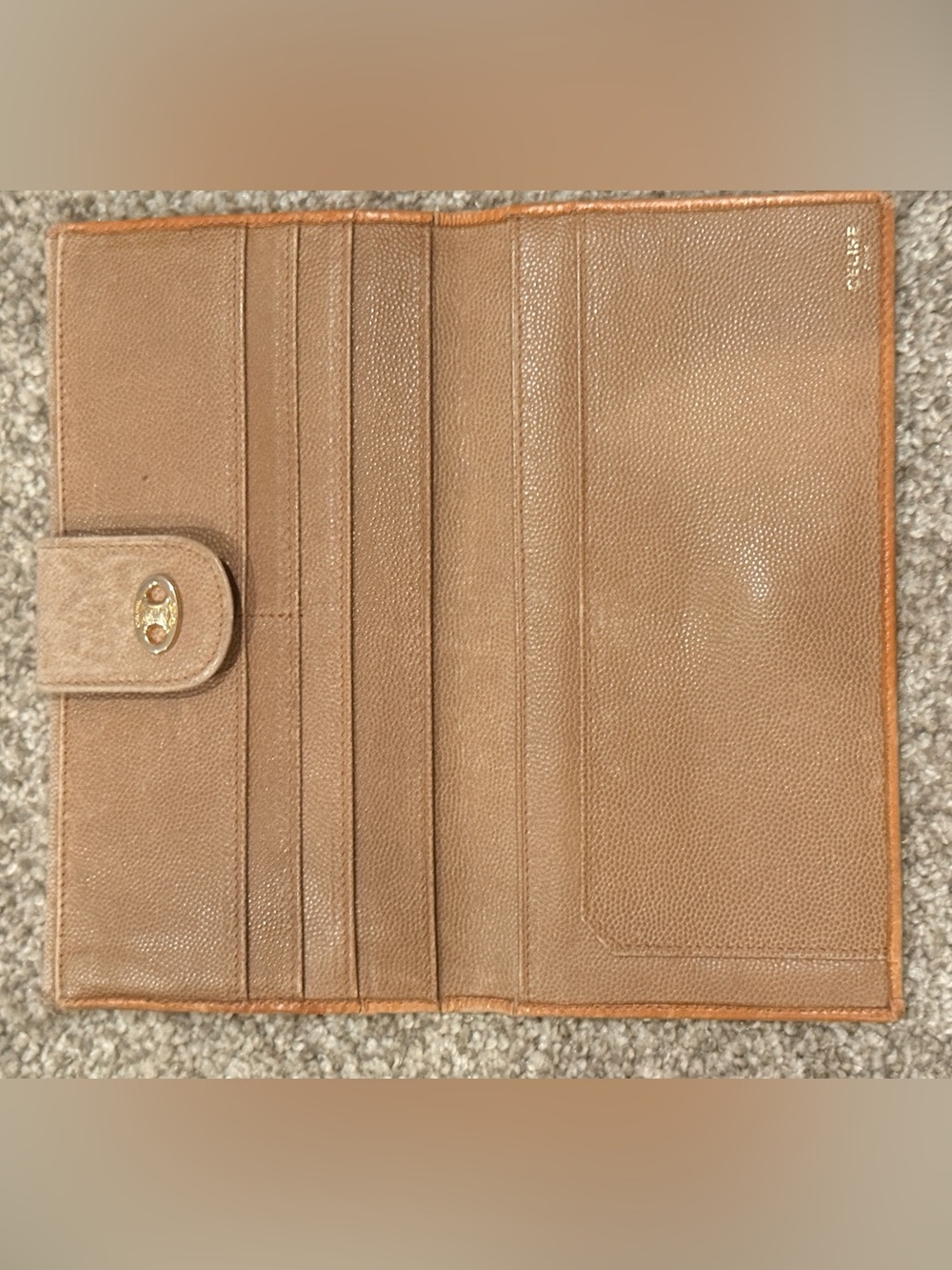 Celine Taupe Suede Continental Wallet with Gold Hardware - Picture 4 of 8